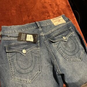 True Religion Jeans Mens 32 Geno Relaxed Slim Straight Leg Denim Stitch 32x32